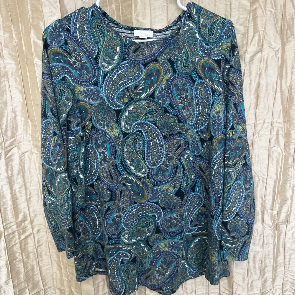 J. Jill Multicolor Paisley Blouse - Blue and Green